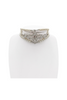 Christian Dior Silver Pavé Crystal Pearl Logo Leaf Embellished Choker Necklace