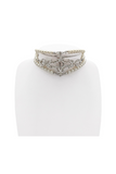 Christian Dior Silver Pavé Crystal Pearl Logo Leaf Embellished Choker Necklace