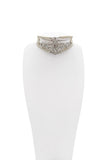 Christian Dior Silver Pavé Crystal Pearl Logo Leaf Embellished Choker Necklace