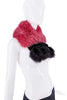 Fendi Pink Black Fur Velvet Bow Scarf Shrug