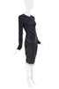 Mugler Black Sequin Pattern Sheer Longsleeve Bodycon Midi Dress