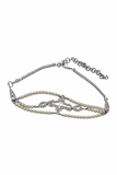 Christian Dior Silver Pavé Crystal Pearl Logo Leaf Embellished Choker Necklace