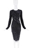 Mugler Black Sequin Pattern Sheer Longsleeve Bodycon Midi Dress