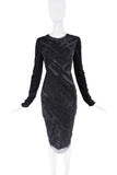 Mugler Black Sequin Pattern Sheer Longsleeve Bodycon Midi Dress