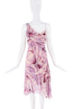 Diane Furstenberg Purple Pink White Abstract Print Drop Waist Dress