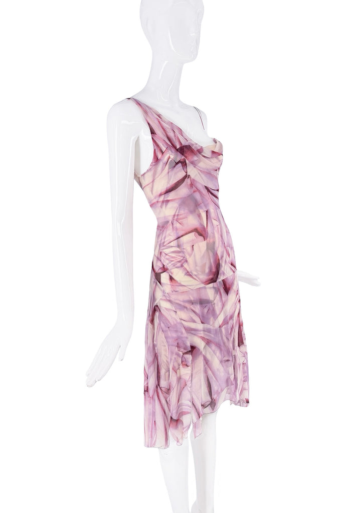 Diane Furstenberg Purple Pink White Abstract Print Drop Waist Dress