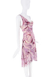 Diane Furstenberg Purple Pink White Abstract Print Drop Waist Dress