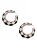 Balmain Black and White Pattern Pink Pavé Crystal Geometric Hoop Earrings