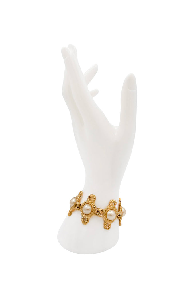Givenchy Gold Pearl Geometric Link Bracelet