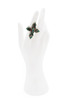 Roberto Cavalli Silver Green Crystal Gemstone Embellished Cross Ring