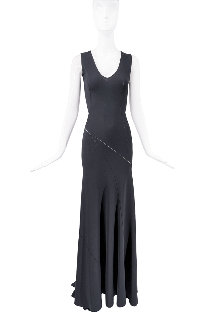 Alaia Dark Grey Cut Out Bias Cut Dress Gown