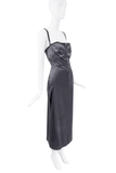 Dolce & Gabbana Dark Grey Satin Silk Bustier Gown