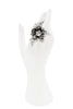 Christian Dior Silver Crystal Bead Charm Flower Statement Ring