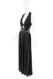 Roberto Cavalli Black Silk Sequin Corset Waist Cut Out Halter Neck Dress Gown