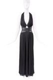 Roberto Cavalli Black Silk Sequin Corset Waist Cut Out Halter Neck Dress Gown