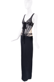 David Koma Black Lace Bow Cut Out Dress Gown