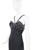 Versace Black Satin Crystal Embellished Dress Gown