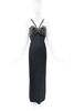 Versace Black Satin Crystal Embellished Dress Gown