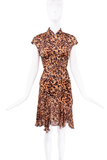 Roberto Cavalli Orange and Black Tortoise Print Collared Dress