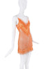 Burberry Orange Mesh Cut Out Lace Trim Slip Dress