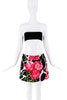 Dolce & Gabbana Black White Pink Green Floral Print Skirt