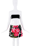 Dolce & Gabbana Black White Pink Green Floral Print Skirt