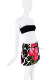 Dolce & Gabbana Black White Pink Green Floral Print Skirt