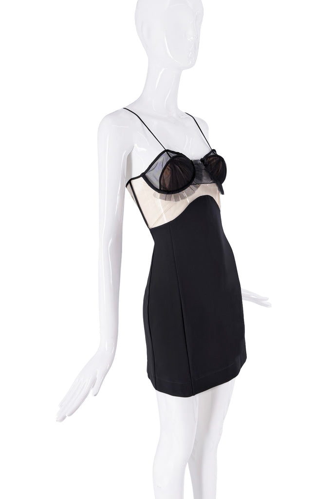Nensi Dojaka Black Sheer Cut Out Ruffle Shell Bustier Mini Dress