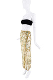 Roberto Cavalli Gold Green Orange Sheer Embroidered Flower Wrap Skirt