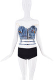 Anderson Bell Denim Cut Out Zipper Bustier Tube Top