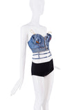 Anderson Bell Denim Cut Out Zipper Bustier Tube Top