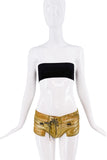 Tom Ford Gold Metallic Lace Up Exposed Pockets Micro Mini Shorts