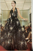 Halston Black Chiffon Beaded "Firework" Dress Gown FW1980