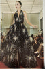 Halston Black Chiffon Beaded "Firework" Gown FW1980