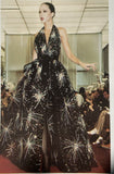 Halston Black Chiffon Beaded "Firework" Gown FW1980