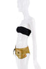 Tom Ford Gold Metallic Lace Up Exposed Pockets Micro Mini Shorts