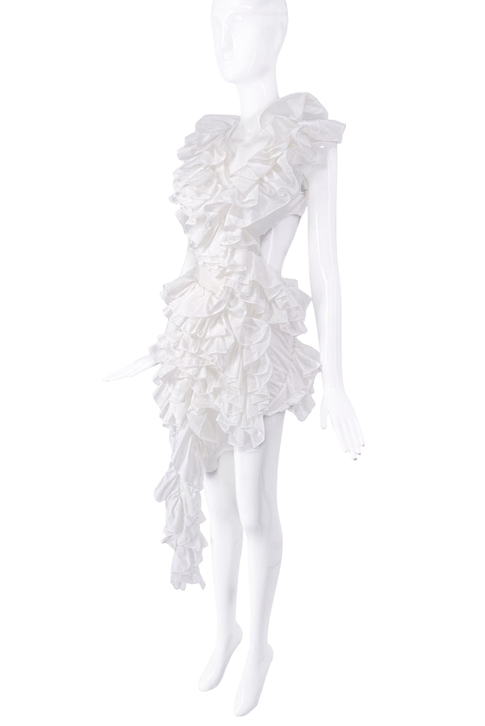 AKNVAS White Ruffle Cut Out Dress