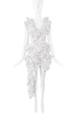 AKNVAS White Ruffle Cut Out Dress