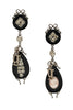 John Galliano Silver Black Pink Enamel Portrait Crystal Rhinestones logo Drop Embellished Earrings