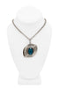 Vintage Silver Blue Gemstone Abstract Geometric Pendant Chain Necklace