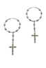 Dolce & Gabbana Silver Ball Chain Drop Rosary Cross Hoop Earrings