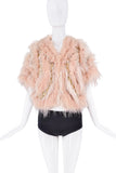 Roberto Cavalli Pink Crystal Gemstone Embellished Fur Coat