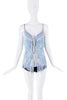 Dolce & Gabbana Blue Fringe Lace Up Tank Top