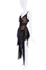 Aniye Records Lace Ruffle Asymmetric Cross Charm Dress Gown