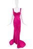 Roberto Cavalli Pink Crystal Ruched Bustier Draped Dress Gown