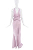 Fendi Purple Silk Ruffle Belt Train Halter Dress Gown