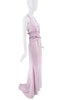 Fendi Purple Silk Ruffle Belt Train Halter Dress Gown