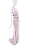 Fendi Purple Silk Ruffle Belt Train Halter Dress Gown