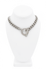 Vintage Silver Chain Pavé Crystal Toggle Necklace