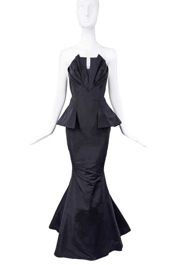 Oscar De La Renta Black Sleeveless Mermaid Bustier Corset Gown Resort 2013
